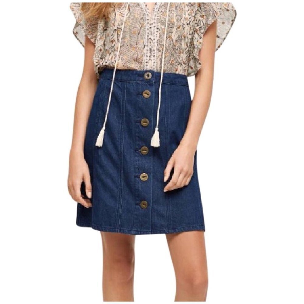 Anthro Pilcro and the Letterpress Denim Button Front Miniskirt Size 4 - Picture 6 of 6